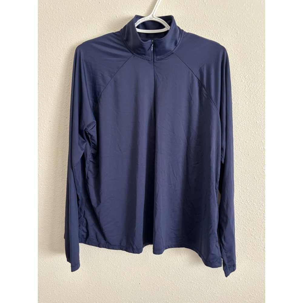 Lands' End Women's L Performance Quarter Zip Pullover Navy Stretch NWT